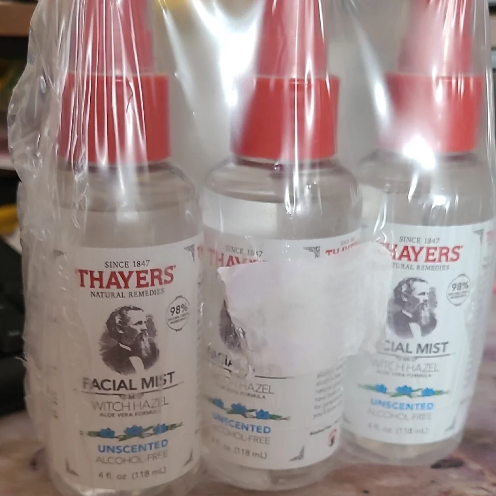 Thayers Unscented Witch Hazel Facial Mist - 4 oz Each- Pack of 3 - ALCOHOL FREE